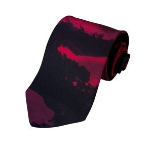 Robert Daskal mens black purple cloud 100% silk neck tie EUC